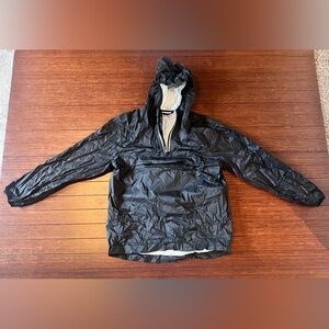 HANNA ANDERSSON  Hooded Rain Jacket Packable 1/4 Zip Black Girls Sz 10-12 EUC